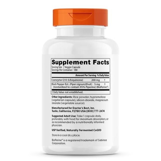 High Absorption CoQ10 cu BioPerine, 200mg, 180 vcaps, Doctor's Best - Vitax.ro
