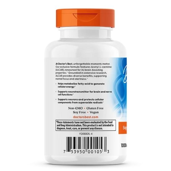 Acetyl-L-Carnitine, 500mg, 60 vcaps, Doctor's Best - Vitax.ro