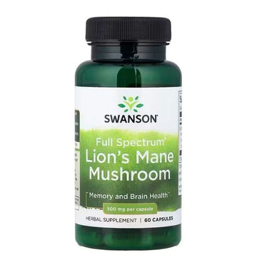 Full Spectrum Lion's Mane Mushroom, 500mg, 60 caps, Swanson - Vitax.ro