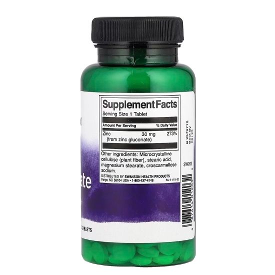 Zinc Gluconate, 30mg, 250 tabs, Swanson - Vitax.ro