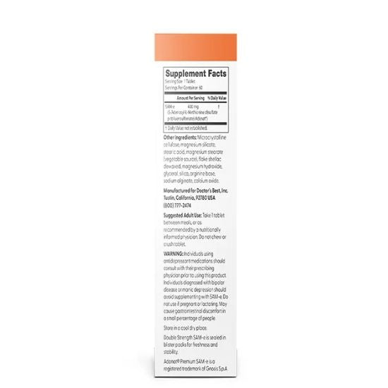 SAM-e, 400mg Double-Strength, 60 tablets, Doctor's Best - Vitax.ro