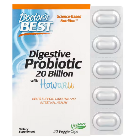 Digestive Probiotic, 20 Billion CFU, 30 vcaps, Doctor's Best - Vitax.ro