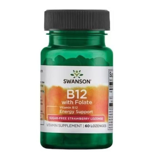 B12 with Folate, Strawberry, 60 lozenges, Swanson - Vitax.ro