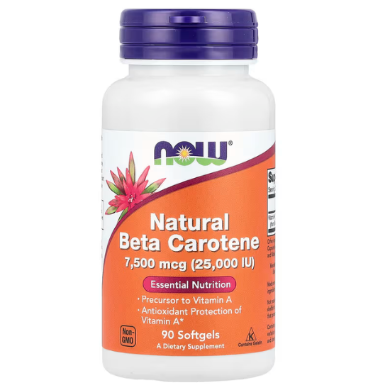 Beta Carotene Natural, 25 000 IU, 90 softgels, NOW Foods - Vitax.ro
