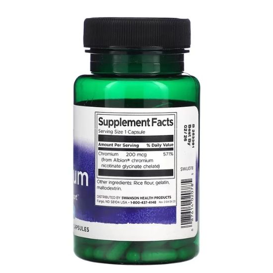 Albion Chelated Chromium, 200mcg, 180 caps, Swanson - Vitax.ro