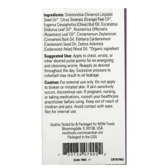Essential Oil Roll-On, Seasonal Defense, 10 ml, NOW Foods - Vitax.ro