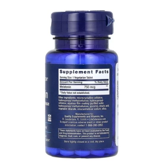 Melatonin 6 Hour Timed Release, 750mcg, 60 vegetarian tabs, Life Extension - Vitax.ro