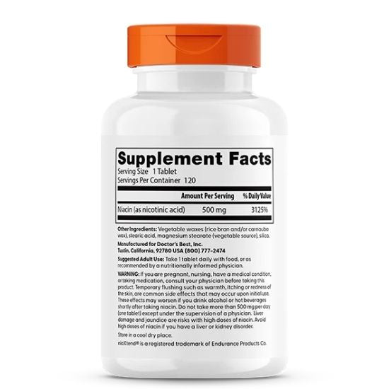 Time-release Niacin with niaXtend, 500mg, 120 tabs, Doctor's Best - Vitax.ro