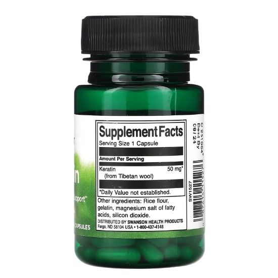 Keratin, 50mg, 60 caps, Swanson - Vitax.ro