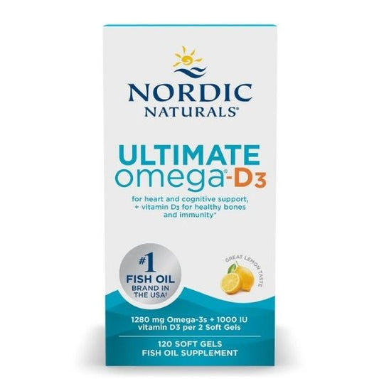 Ultimate Omega-D3, 1280mg Lemon, 120 solfgels, Nordic Naturals - Vitax.ro