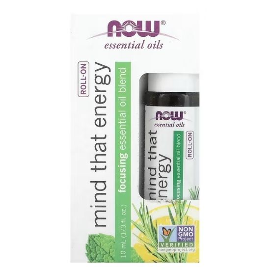 Essential Oil Roll-On, Mind That Energy, 10 ml, NOW Foods - Vitax.ro