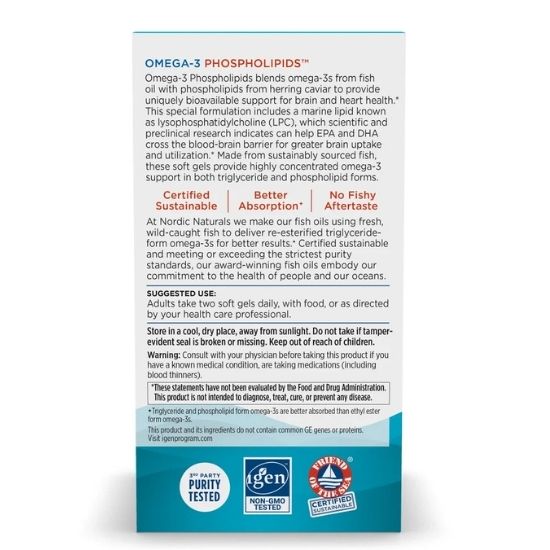 Omega-3 Phospholipids, 500mg, 60 softgels, Nordic Naturals - Vitax.ro