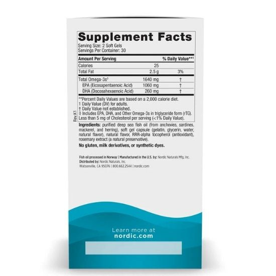 EPA Xtra, 1640mg Lemon, 60 softgels, Nordic Naturals - Vitax.ro