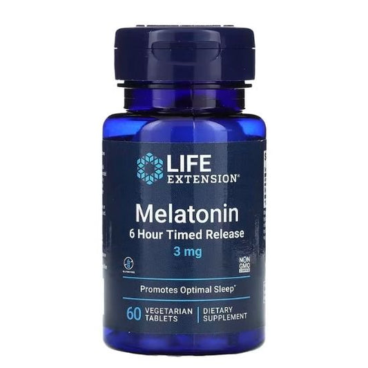 Melatonin 6 Hour Timed Release, 3mg, 60 vegetarian tabs, Life Extension - Vitax.ro