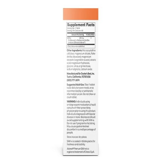 SAM-e, 200mg, 60 tablets, Doctor's Best - Vitax.ro