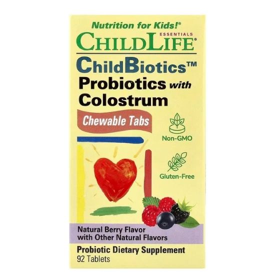Colostrum With Probiotics Chewable Tabs, Gust de Fructe, 90 Tablete Masticabile, , Childlife Essentials - Vitax.ro