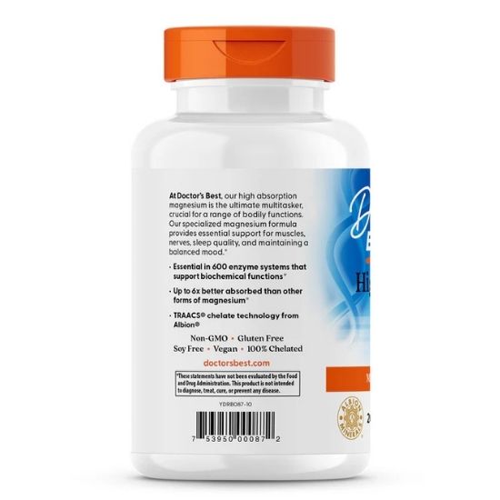 High Absorption Magnesium, 200mg Per Serving, 240 tabs, Doctor's Best - Vitax.ro