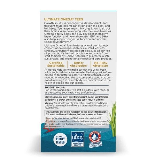 Ultimate Omega TEEN, 60 softgels, Nordic Naturals - Vitax.ro