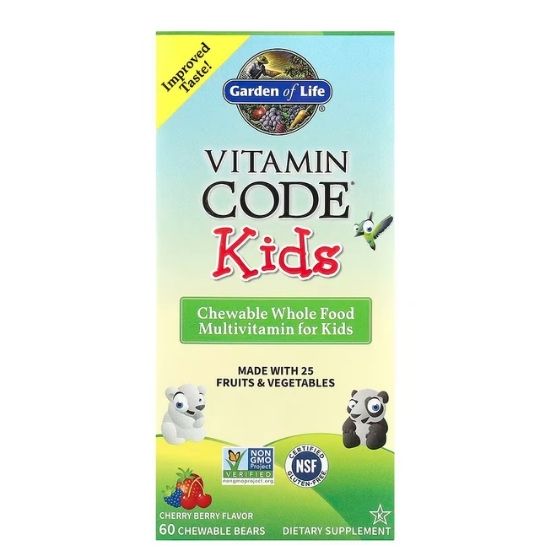 Vitamin Code Kids, Chewable Whole Food Multivitamin For Kids, Cherry Berry, 60 chewable bears, Garden of Life - Vitax.ro