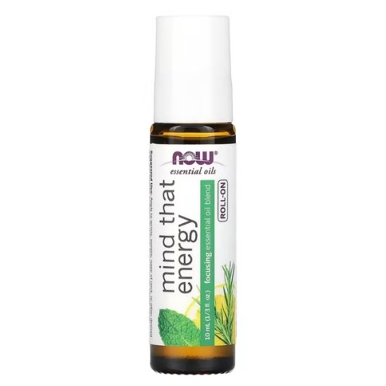 Essential Oil Roll-On, Mind That Energy, 10 ml, NOW Foods - Vitax.ro