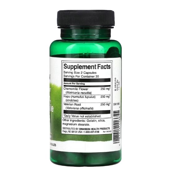 Full Spectrum Valerian, Chamomile & Hops, 60 caps, Swanson - Vitax.ro