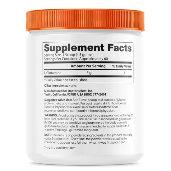 Pure L-Glutamine Powder, 300g, Doctor's Best - Vitax.ro