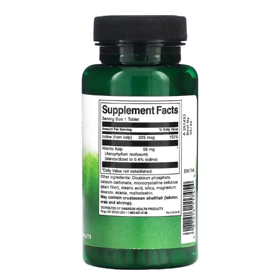 Kelp Iodine Source, 250 tabs, Swanson - Vitax.ro