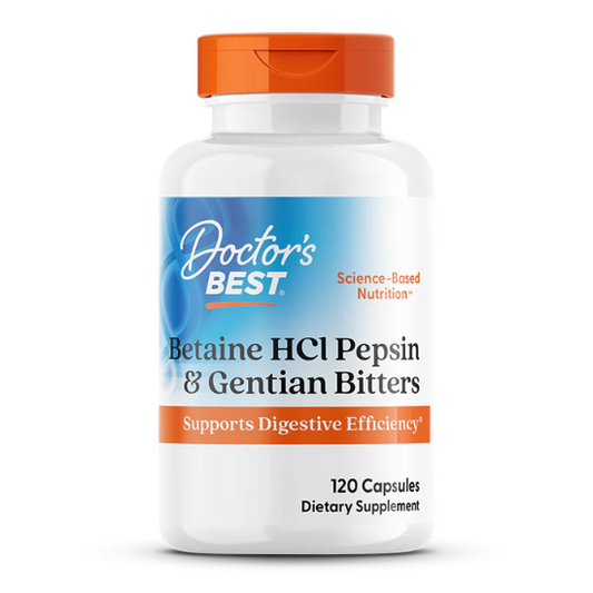 Betaine HCl Pepsin & Gentian Bitters, 120 caps, Doctor's Best - Vitax.ro