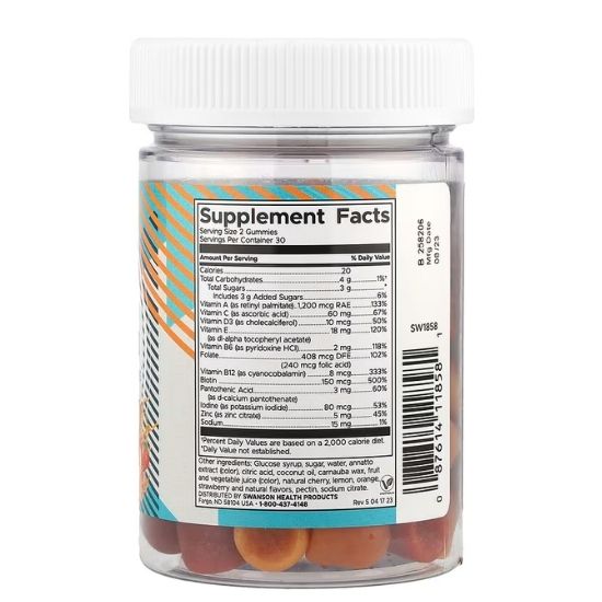 Adult Multivitamin, Peach, Orange & Strawberry, 60 gummies, Swanson - Vitax.ro