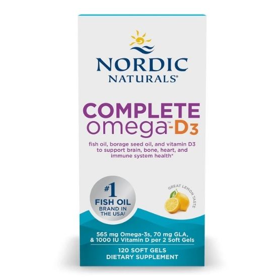 Complete Omega-D3, 565mg, Lemon, 120 softgels, Nordic Naturals - Vitax.ro