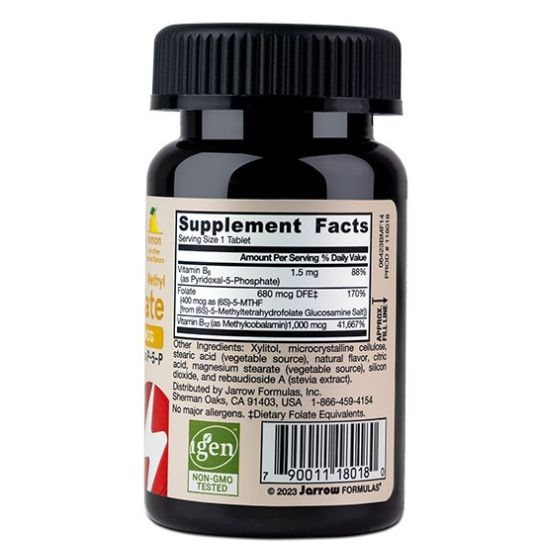 Methyl B-12 & Methyl Folate, 400mcg Lemon, 100 Lozenges, Jarrow Formulas - Vitax.ro