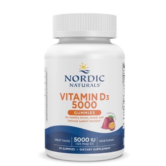 Vitamin D3 Gummies, 5000 IU Passion Fruit, 30 gummies, Nordic Naturals - Vitax.ro