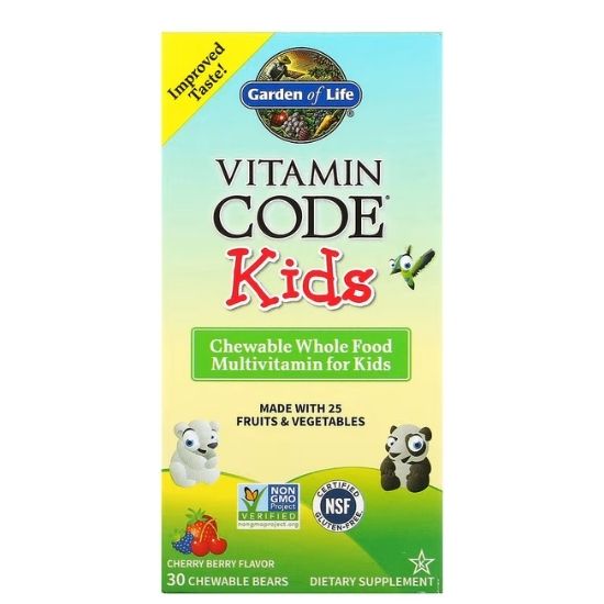 Vitamin Code Kids, Chewable Whole Food Multivitamin For Kids, Cherry Berry, 30 chewable bears, Garden of Life - Vitax.ro