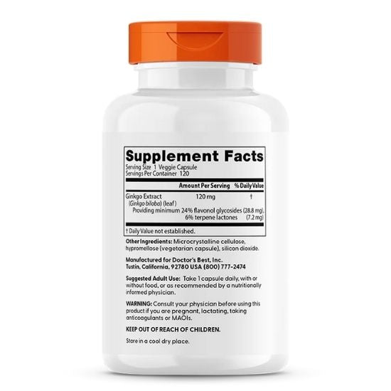 Extra Strength Ginkgo, 120mg, 120 vcaps, Doctor's Best - Vitax.ro