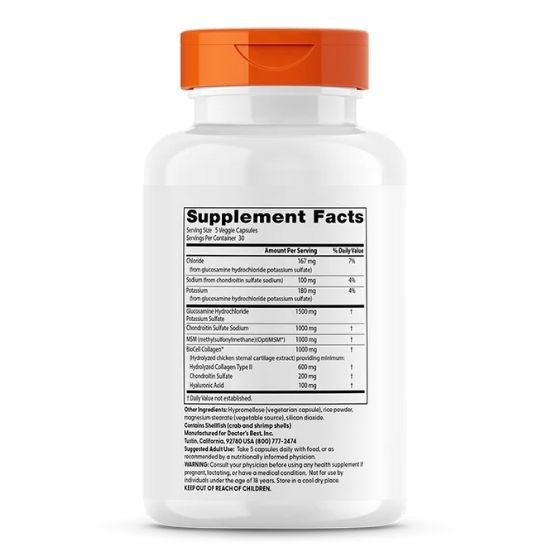 Glucosamine Chondroitin MSM + Hyaluronic Acid, 150 vcaps, Doctor's Best - Vitax.ro