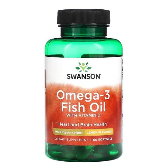 Omega-3 Fish Oil with Vitamin D, 60 softgels, Swanson - Vitax.ro
