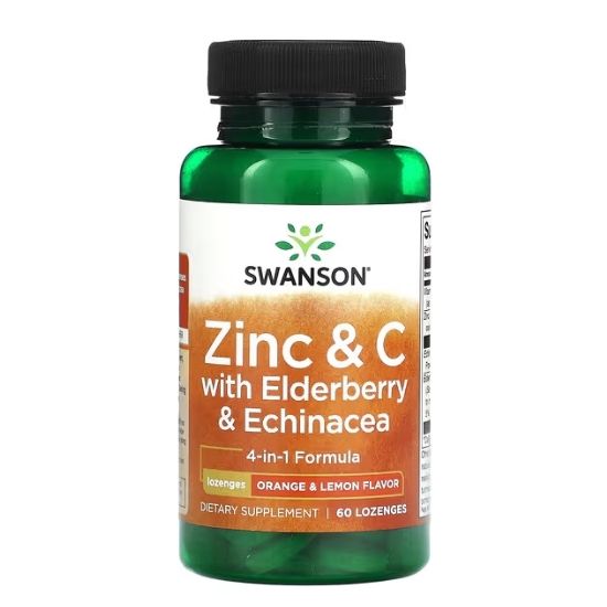Zinc & C with Elderberry & Echinacea, Orange & Lemon, 60 lozenges, Swanson - Vitax.ro