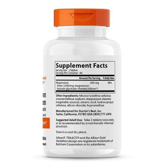 High Absorption Magnesium, 200 mg Per Serving, 120 tablets, Doctor's Best - Vitax.ro