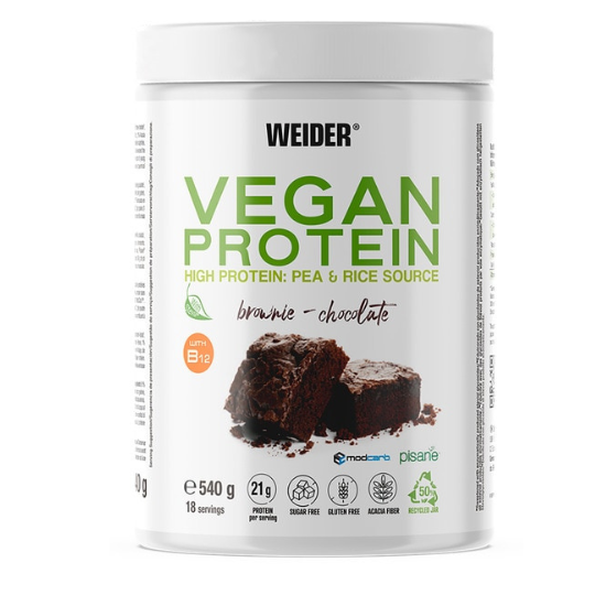 Vegan Protein, Brownie Chocolate, 540g, Weider - Vitax.ro