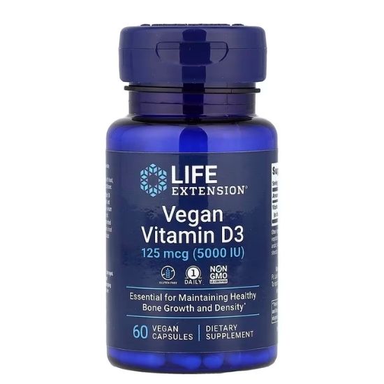Vegan Vitamin D3, 125mcg, 60 vcaps, Life Extension - Vitax.ro