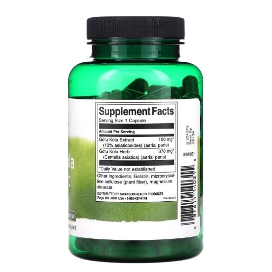 Gotu Kola Extract, 100mg, 120 caps, Swanson - Vitax.ro