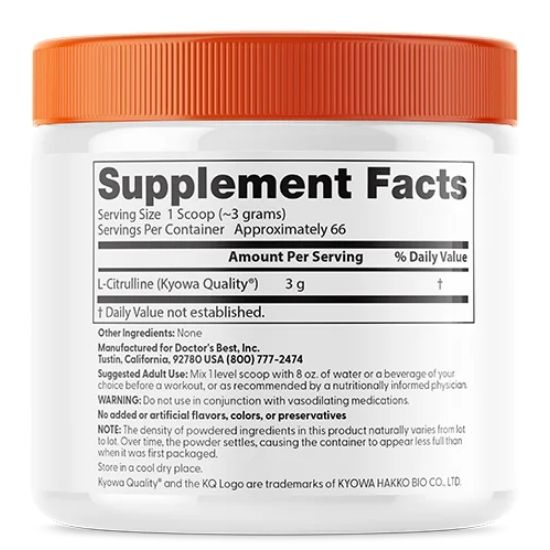 L-Citrulline Powder, 200g, Doctor's Best - Vitax.ro
