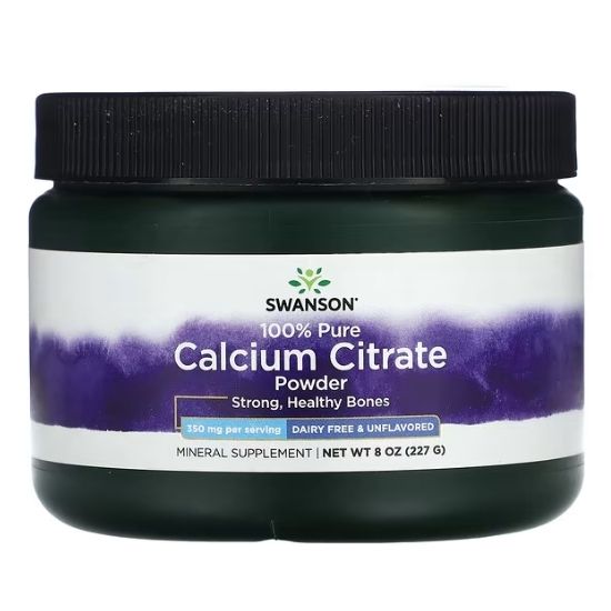 Calcium Citrate Powder, 100% Pure and Dairy-Free, 227g, Swanson - Vitax.ro