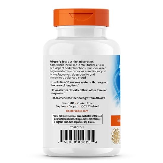 High Absorption Magnesium, 200 mg Per Serving, 120 tablets, Doctor's Best - Vitax.ro