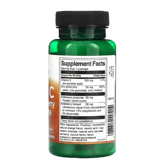 Zinc & C with Elderberry & Echinacea, Orange & Lemon, 60 lozenges, Swanson - Vitax.ro