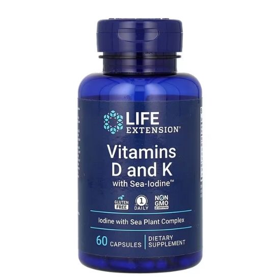 Vitamins D and K with Sea-Iodine, 60 caps, Life Extension - Vitax.ro