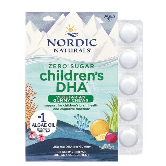 Children's DHA Vegetarian Gummy Chews, 250mg Passion Fruit Lemon, 30 gummies, Nordic Naturals - Vitax.ro