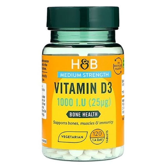 Vitamin D3, 25mcg, 120 tablets, Holland & Barrett - Vitax.ro