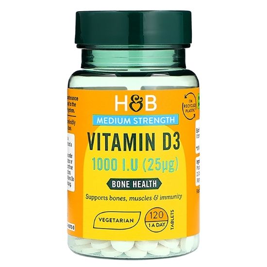 Vitamin D3, 25mcg, 120 tablets, Holland & Barrett - Vitax.ro
