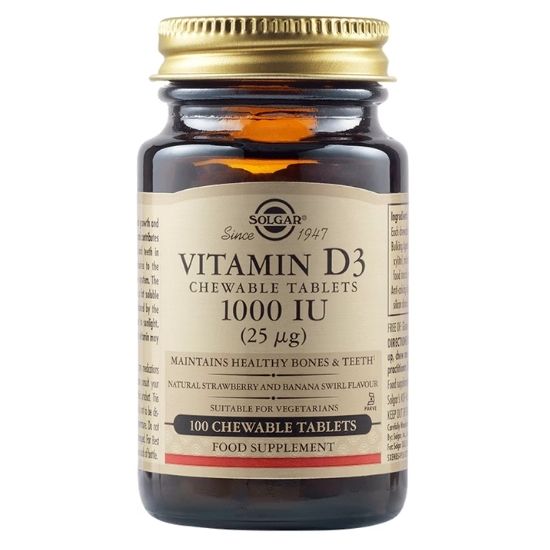 Vitamin D3, 1000 UI, 100 chewable tabs, Solgar | Vitax.ro